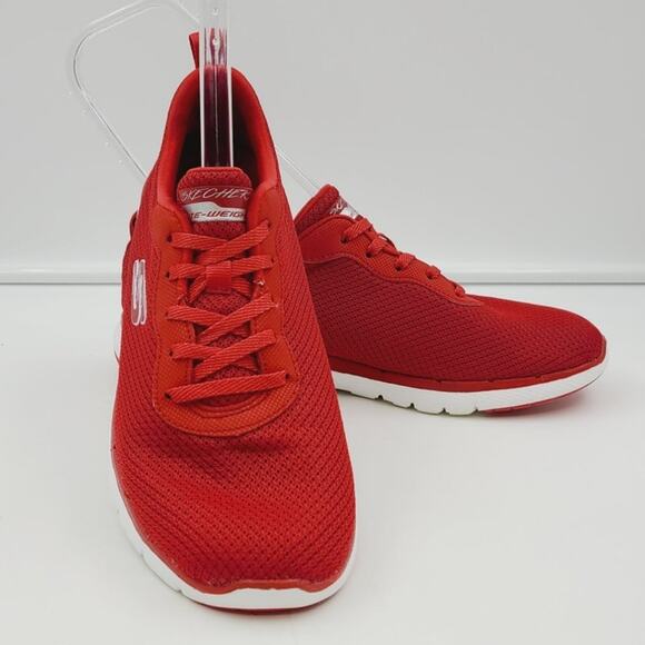 Skechers Lite Weight Air Cooled Memory Foam Sneakers, Women's Red Size 9 EUC - Picture 1 of 8
